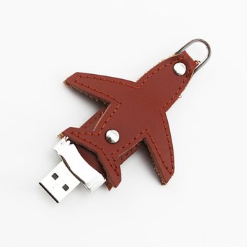皮製隨身碟-飛機造型USB-金屬環_2